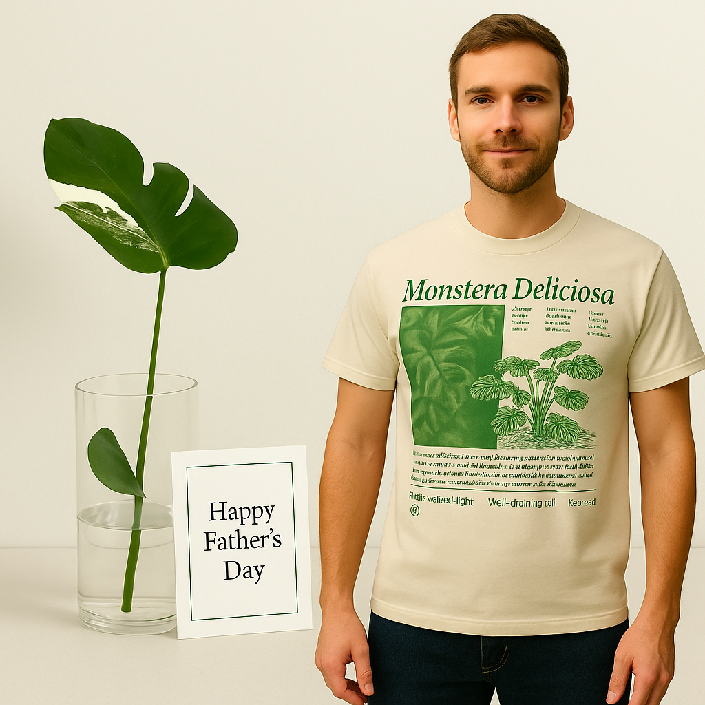 Father’s Day Gift Set — Variegated Monstera Albo Cutting + Premium T-Shirt