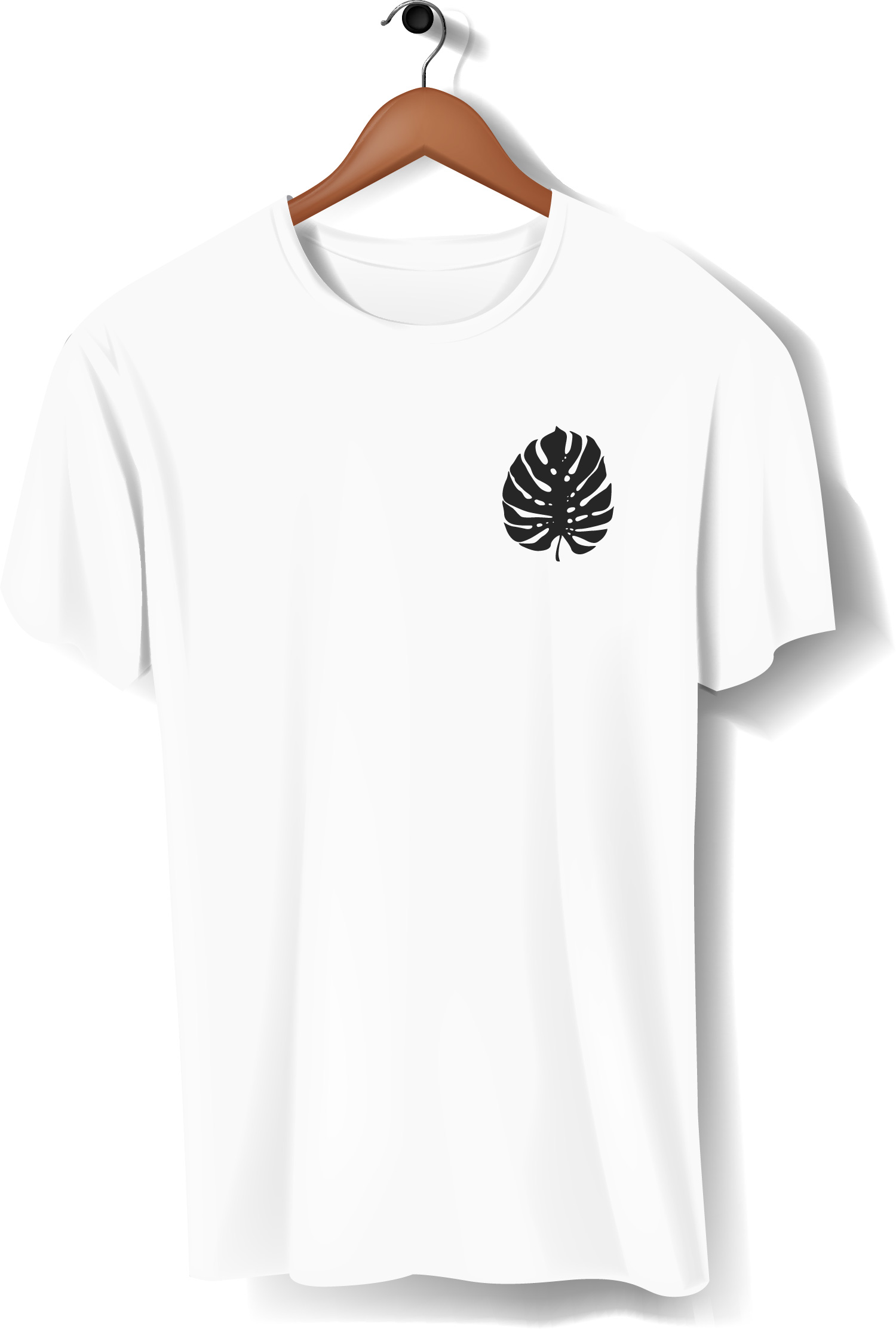 White And Black Leaf Pattern T Shirt